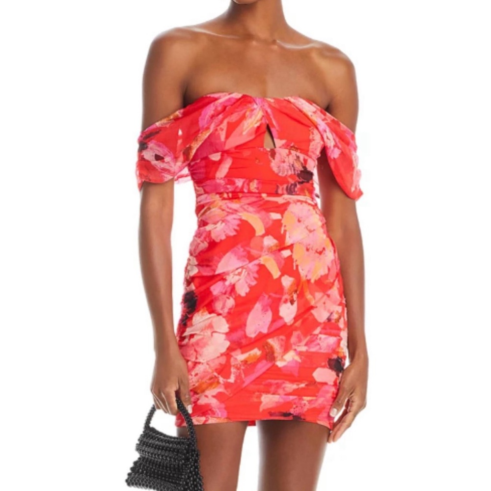 NWT AQUA Mini Sexy Red Dress with Off-the-Shoulder 100% Exclusive
